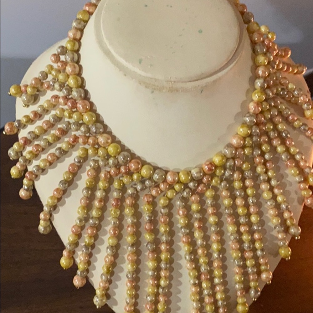 Unique Pearl Multi Colored Statement Necklace - image 3